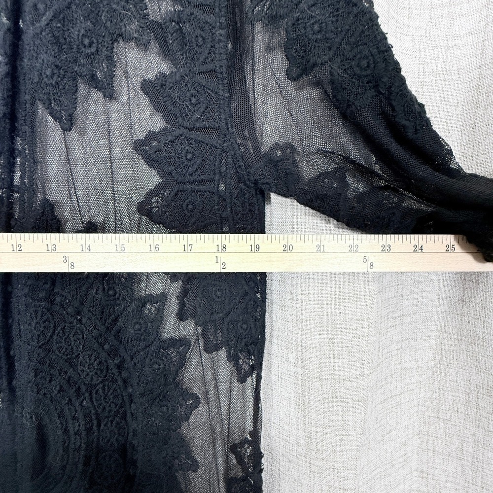 Rachel Zoe Lace Kimono Duster Womens OS Black Sheer Boho Festival Spooky Witchy - Picture 4 of 5